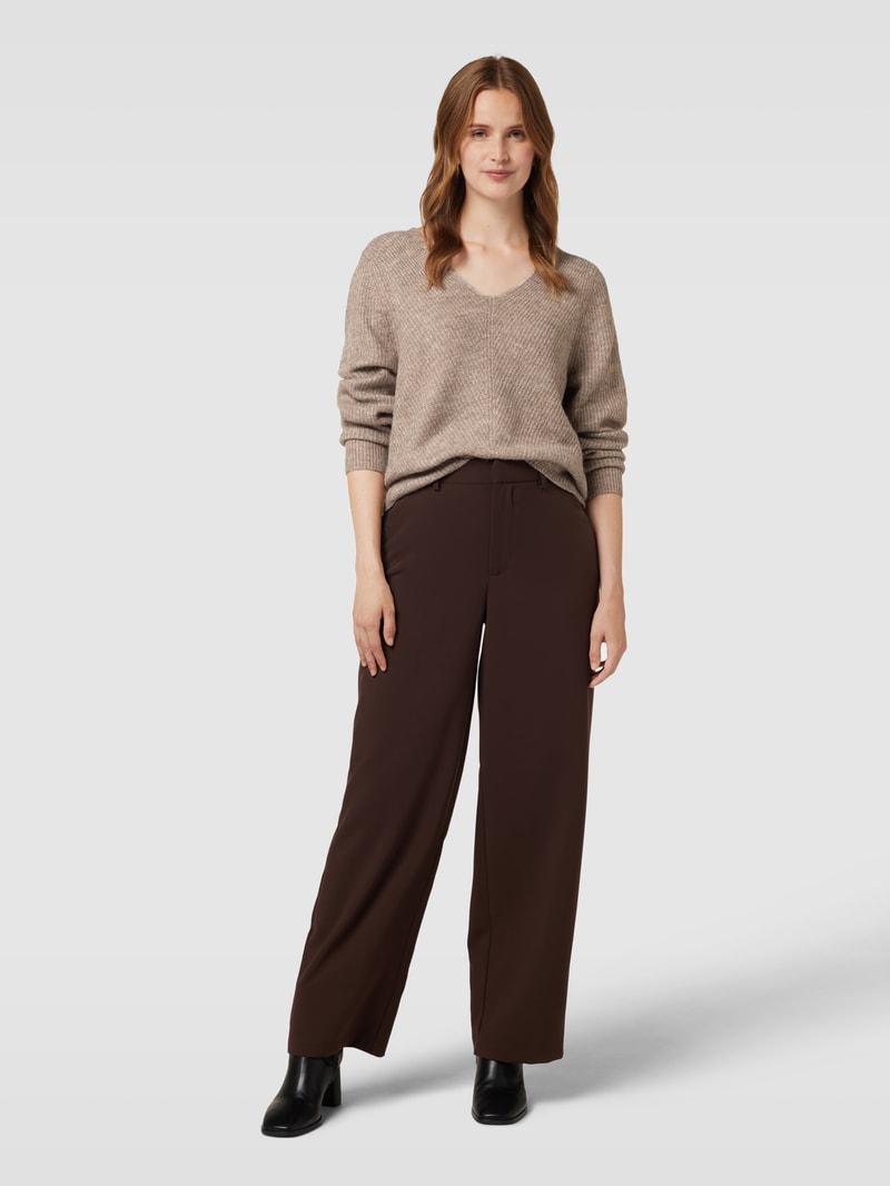Strickpullover mit U-Boot-Ausschnitt in taupe meliert