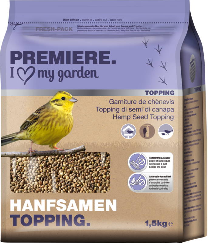 PREMIERE Wildvogelfutter PREMIERE Hanfsamen Topping 1,5kg