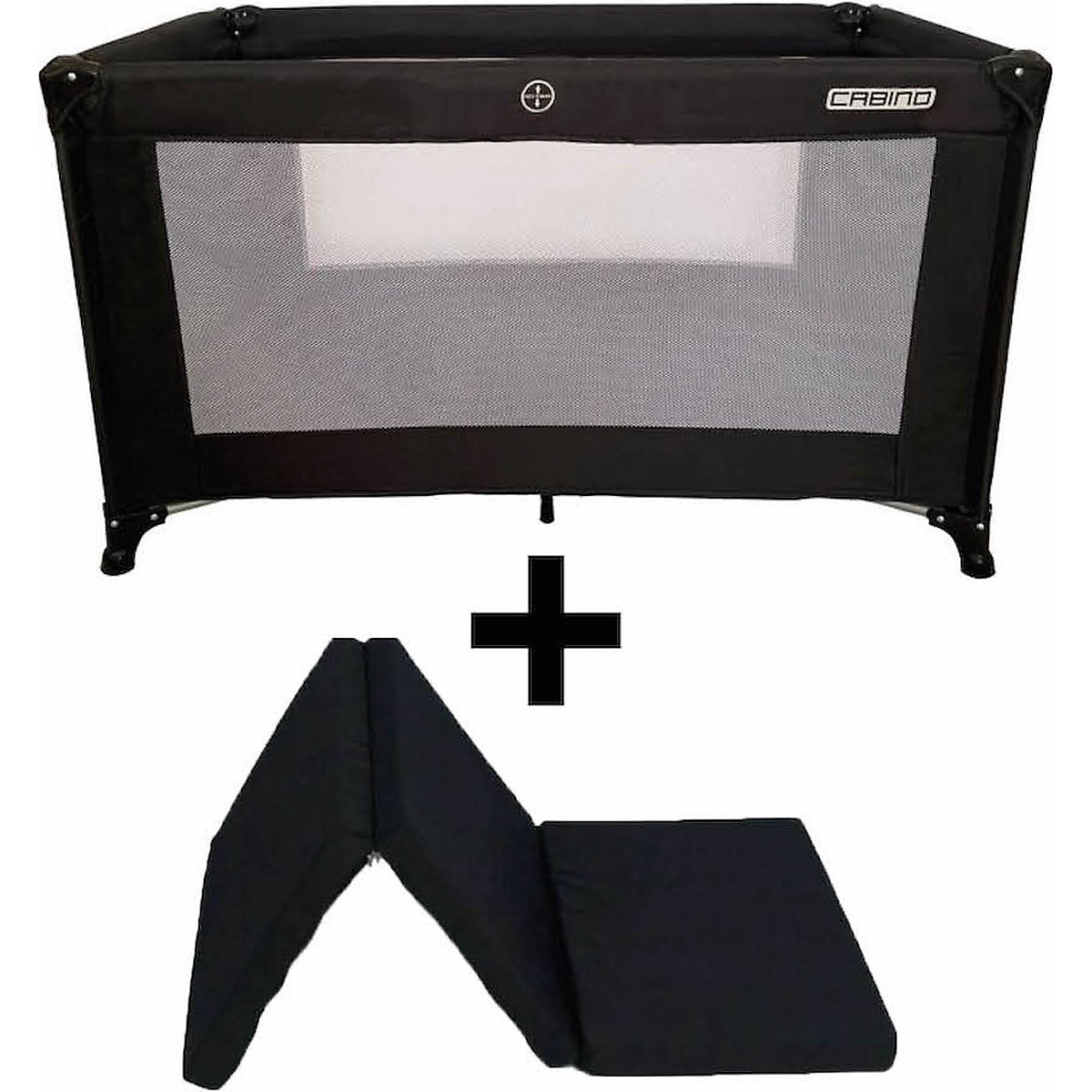 Babybett Campingbett Reisebett  Campingbett / Reisebett Set inklusive bequemer Matratze 60x120cm Schwarz