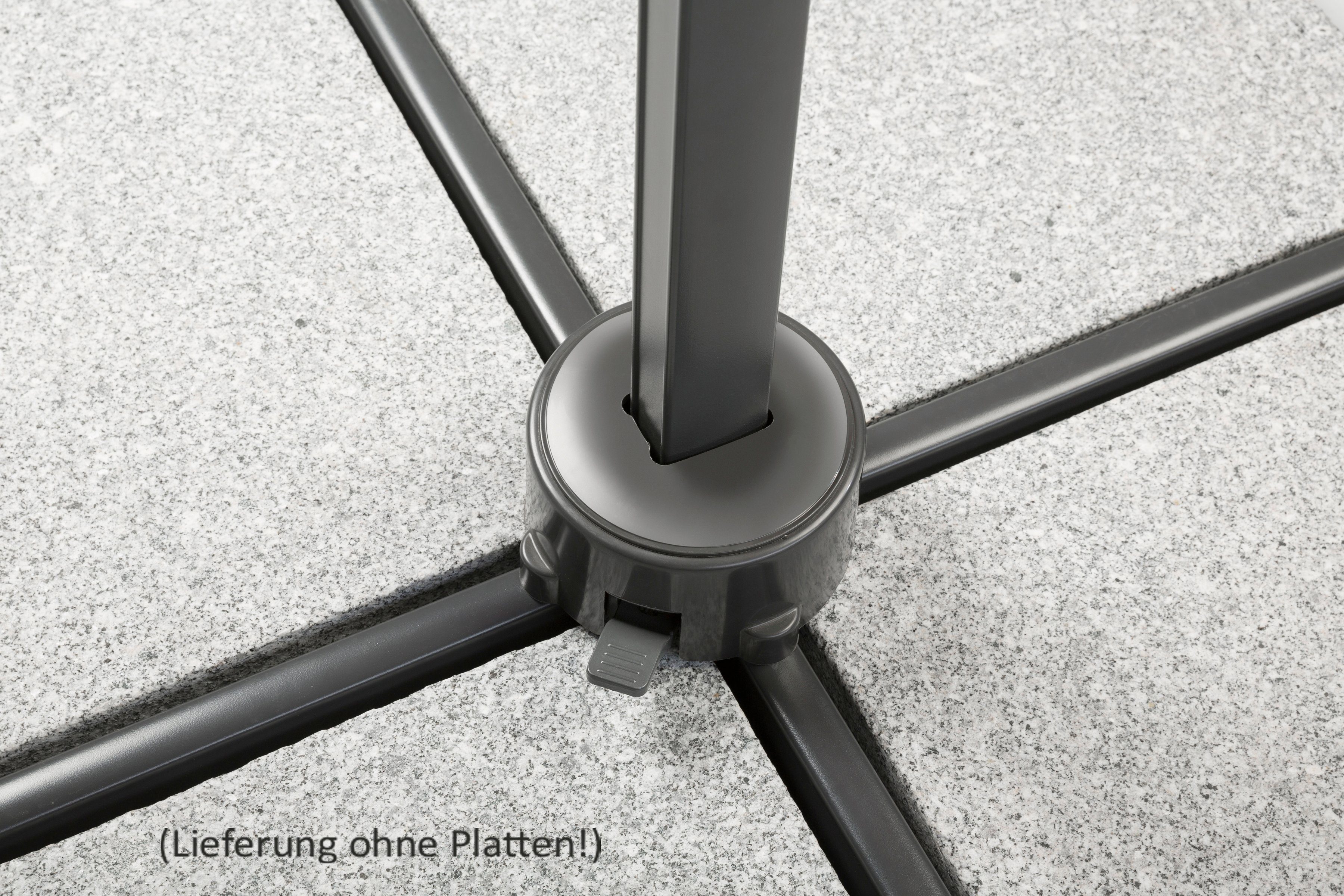Schneider Schirme Ampelschirm Rhodos Junior, ØxH: 230x230 cm, Alu/Polyester, inkl. Plattenständer/Schutzhülle