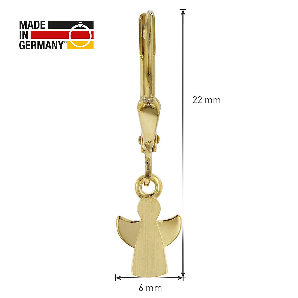 Kinder-Ohrringe Engel 333 (8 Kt) Gold Ohrschmuck für Mädchen Ohrhänger