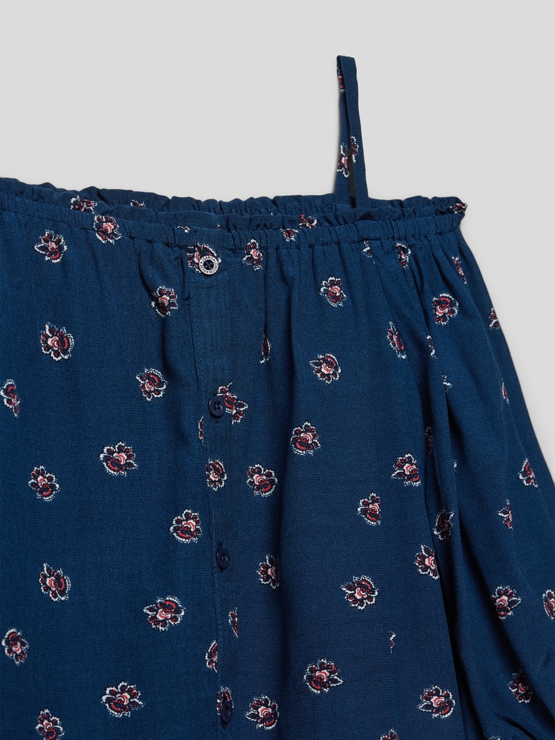 Off-Shoulder-Bluse mit Allover-Muster Modell 'SIARA' in marineblau