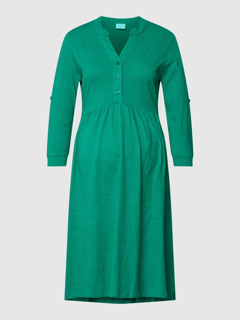 Knielanges Umstands-Kleid mit V-Ausschnitt in grün