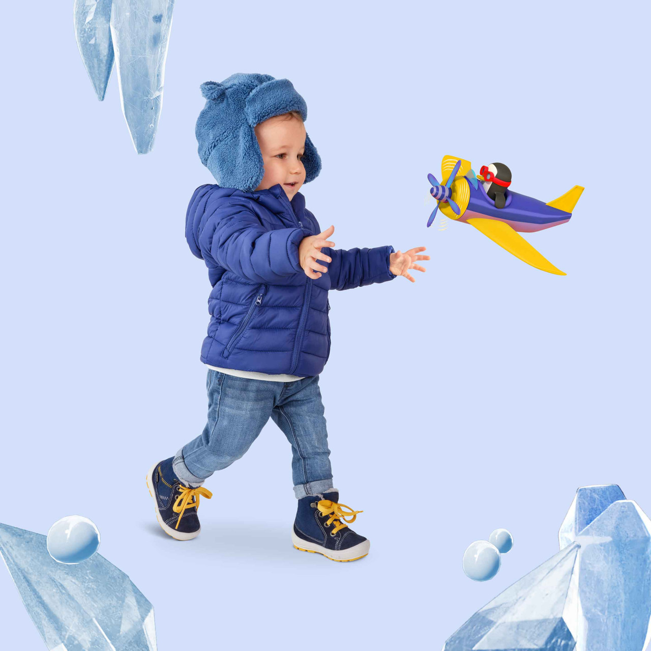 GROOVY - Blau/Gelb Boots mit Schnürung