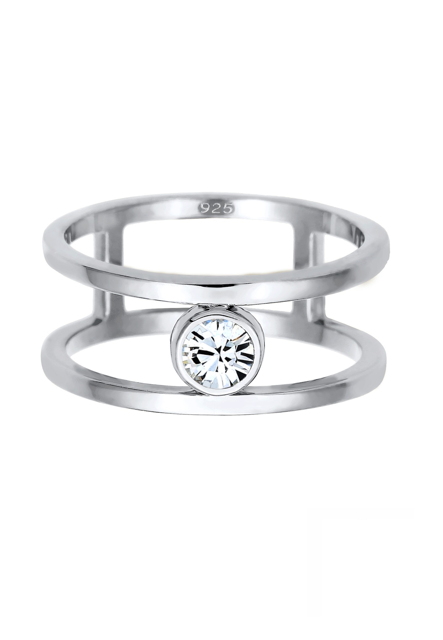 Pierścionek damski Elli PREMIUM Double Solitaire Radiant z kryształami ze srebra próby 925