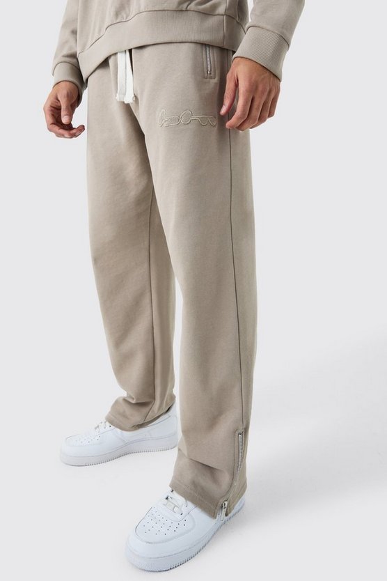 Oversize Jogginghose mit gerippter Applikation und Reißverschluss