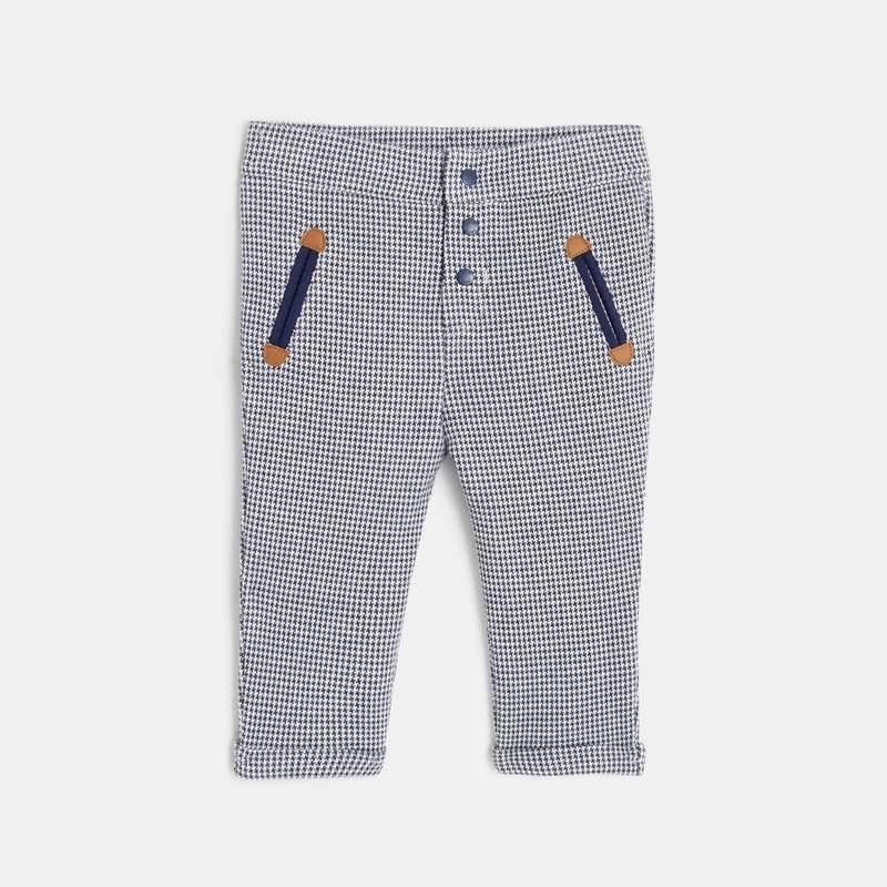Pantalon en jacquard pied de poule marron bébé garçon