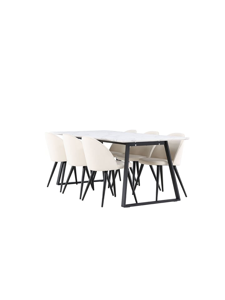 ebuy24 Essgruppe Malaga (7-teilig) Weiß 200 x 90 cm günstig kaufen onesize