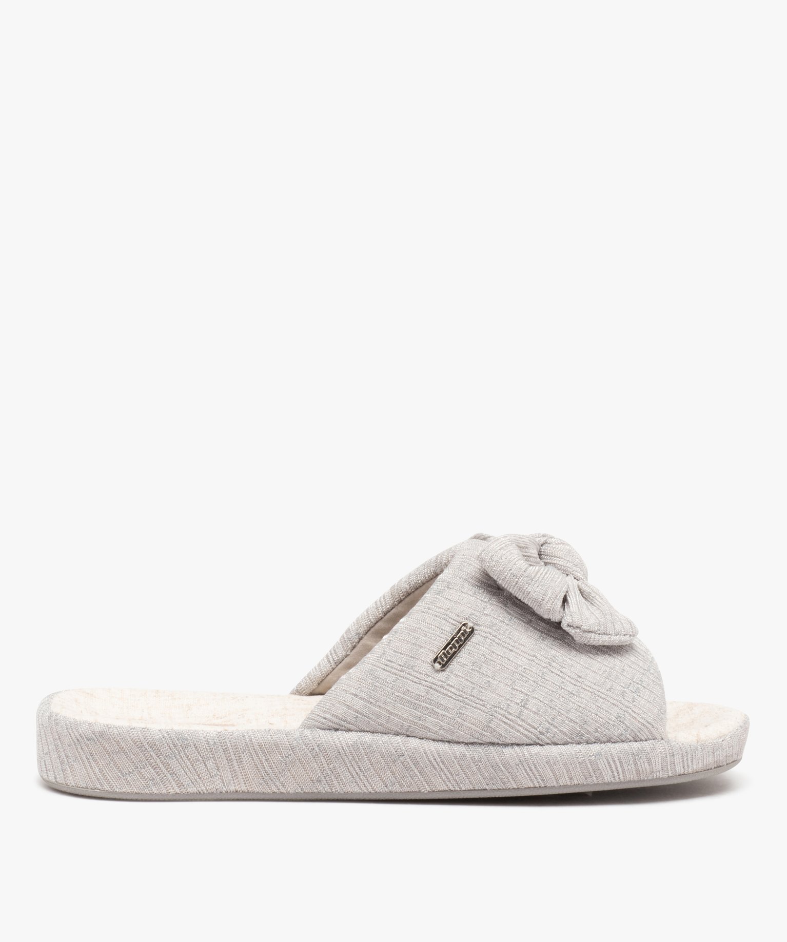 Chaussons mules plats avec noeud femme - Beppi gris | GEMO