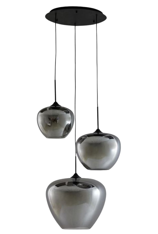 Trendhopper 3-flg Hängeleuchte Meya Rauchglas