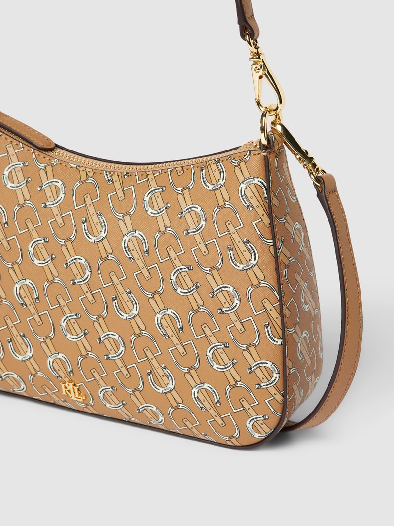 Umhängetasche mit Label-Details Modell 'DANNI' in taupe
