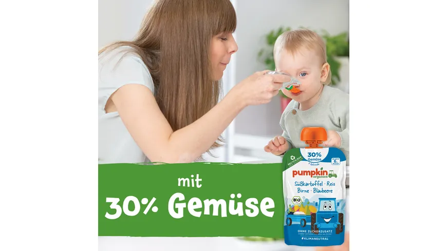 pumpkin organics Bio Quetschie Süßkartoffel, Reis, Birne und Blaubeere 100 g