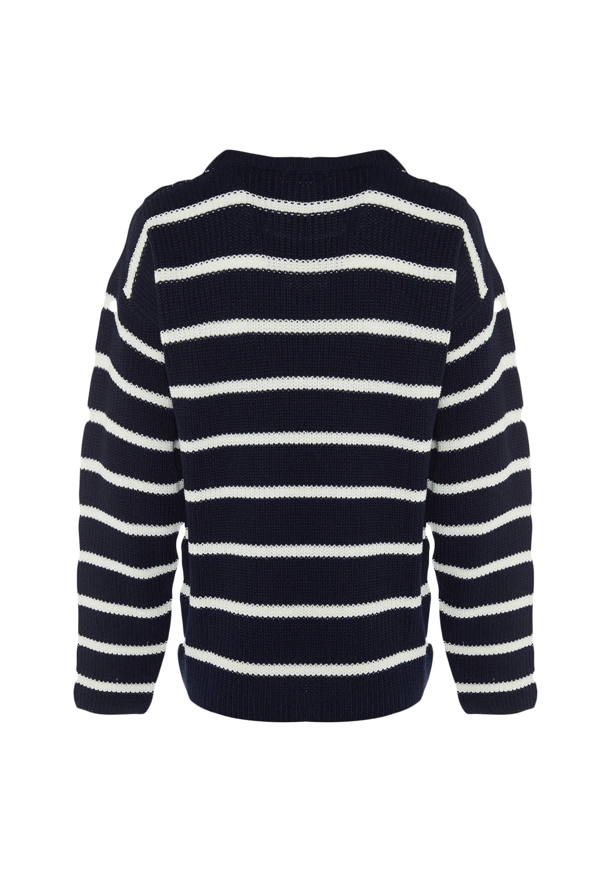 Trendyol Collection  Marineblauer Unisex-Strickpullover in Oversize-Passform, weiter Passform, Rundhalsausschnitt, TMNAW23KZ00285