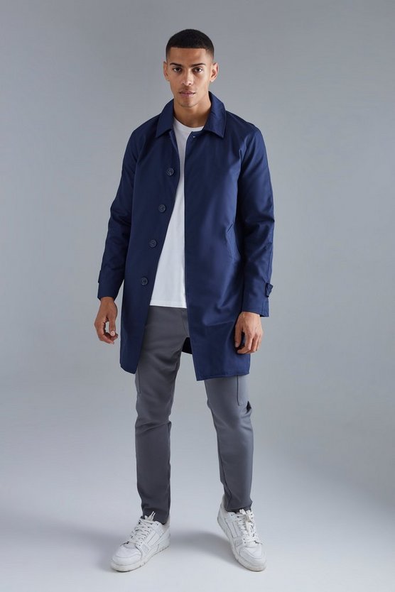 Einreihiger Poly Twill-Regenmantel
