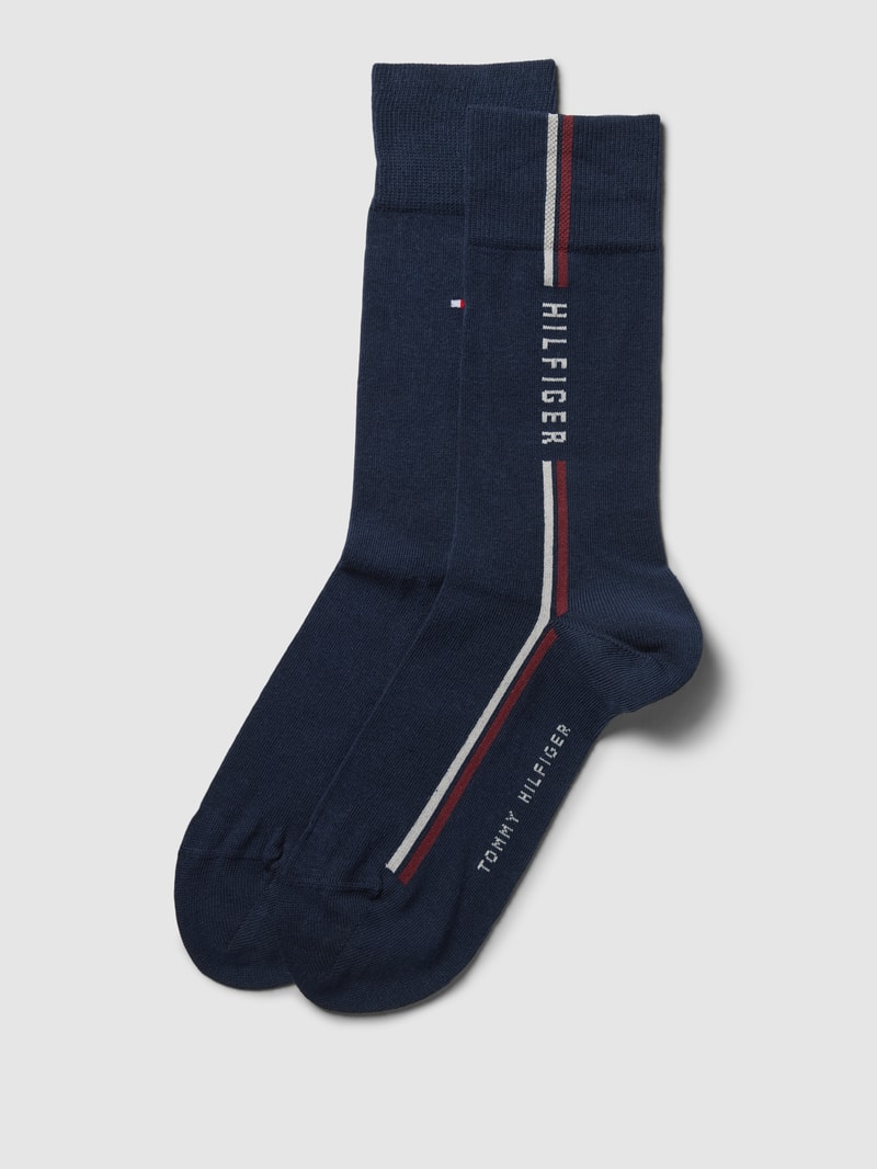 Socken mit Label-Details im 2er-Pack Modell 'GLOBAL' in dunkelblau
