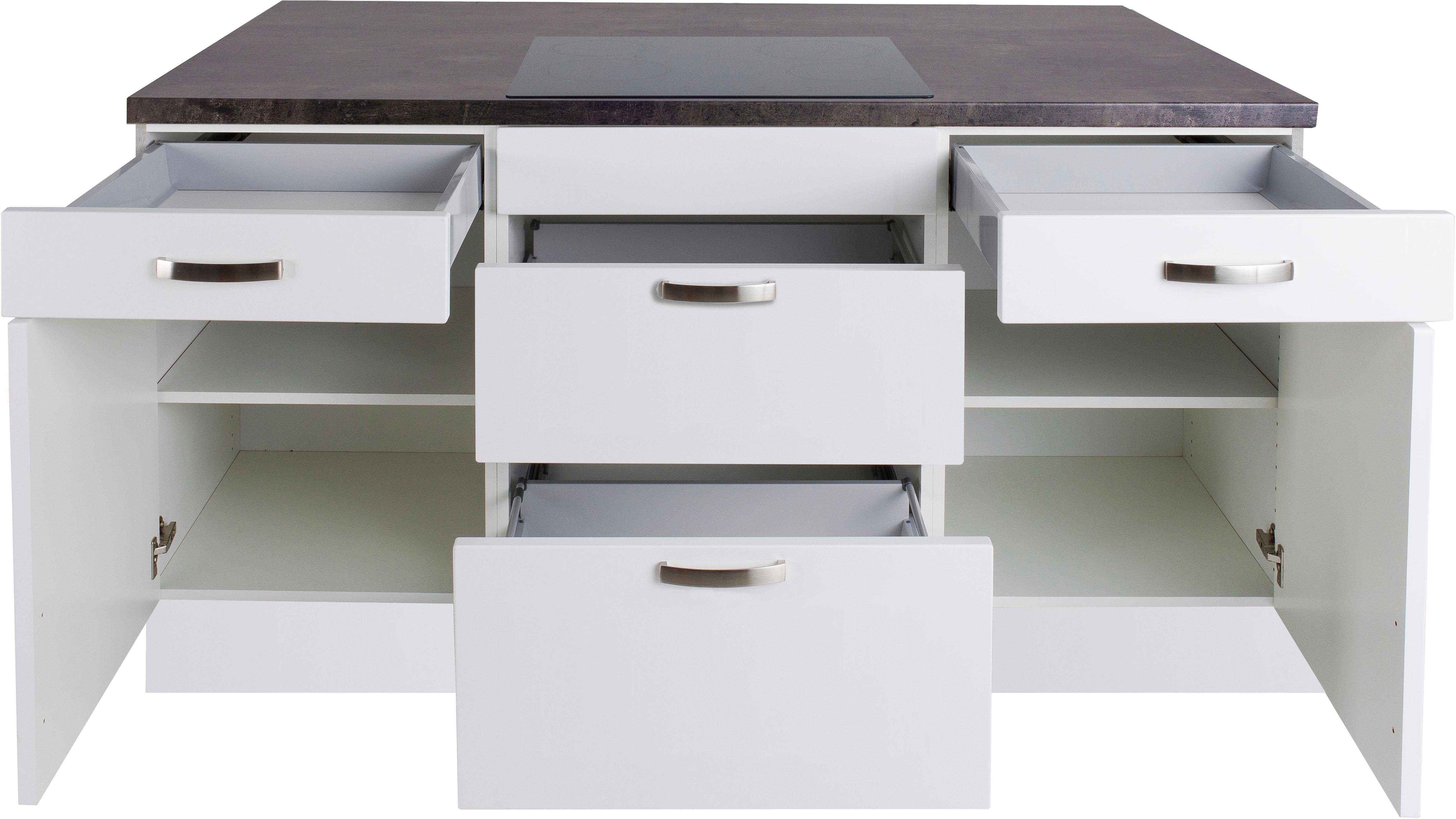 OPTIFIT Kücheninsel Cara, Vollauszüge und Soft-Close-Funktion, Stellbreite 160 x 95 cm