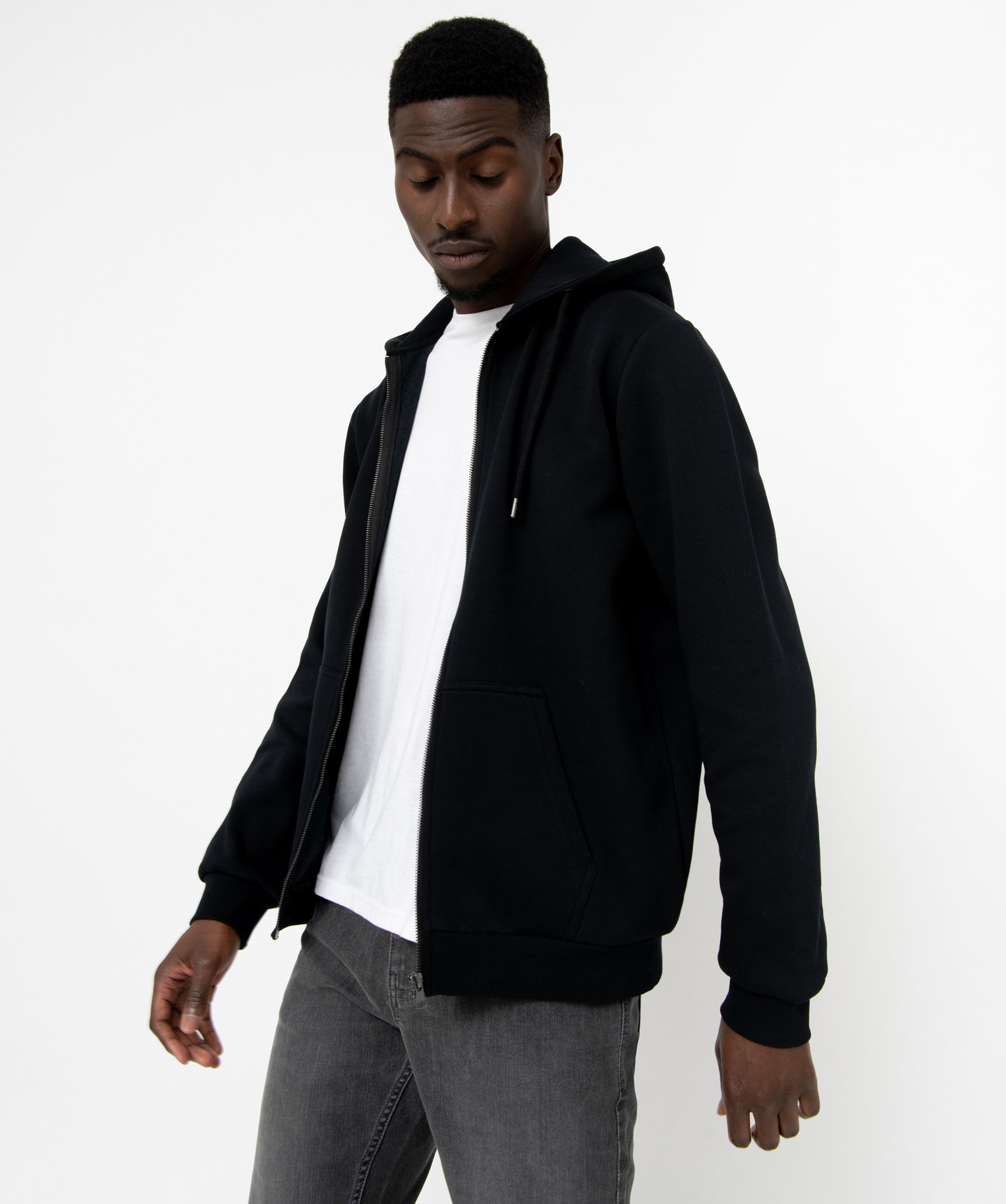 Sweat zippé à capuche homme noir | GEMO