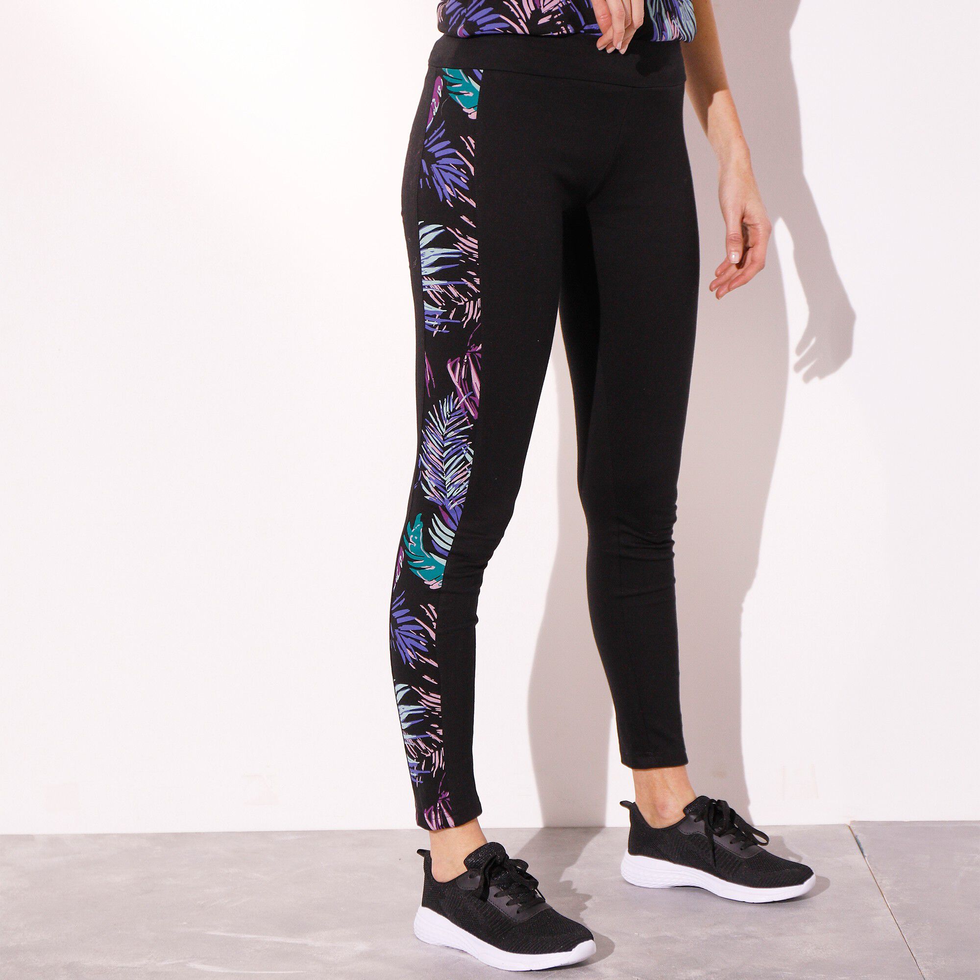 Legging à bande imprimée en coton stretch