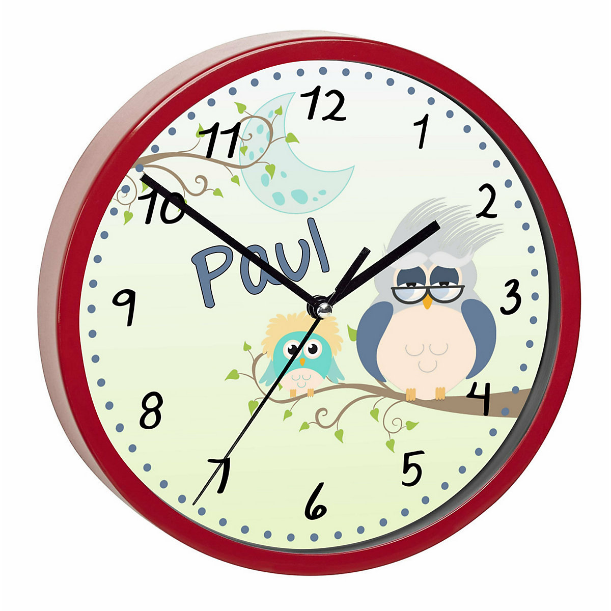 Kinder Wanduhr personalisiert mit Name Eule Opa