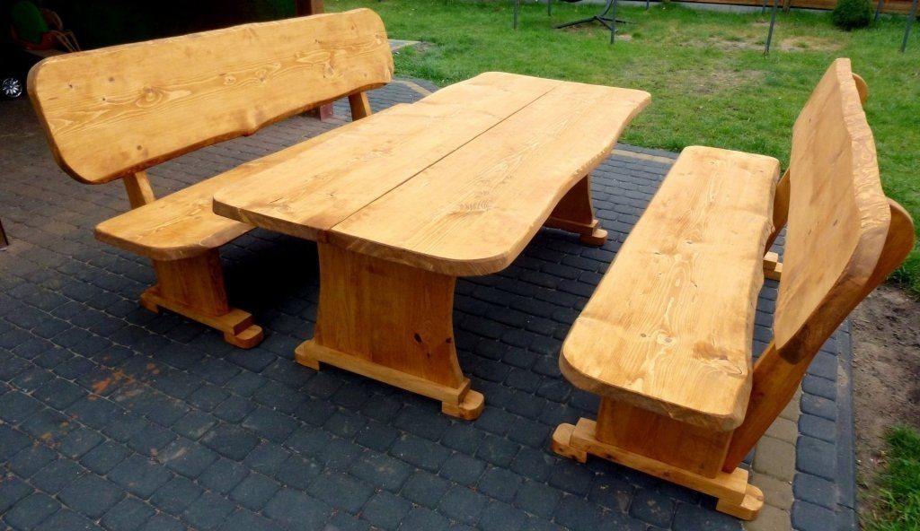 Unique Home Garten-Essgruppe Gartenmöbel,Holzsitzgruppe, Tisch+2 Bänke,Imprägnierung Farbe wählbar