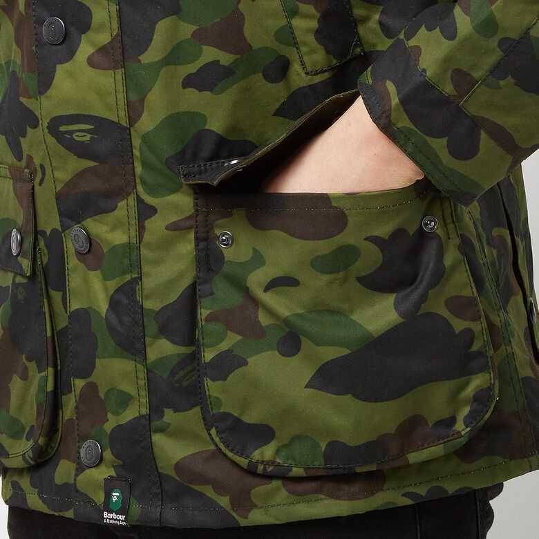 A Bathing Ape x Barbour 1st Camo Bedale Snowboard Jacket green