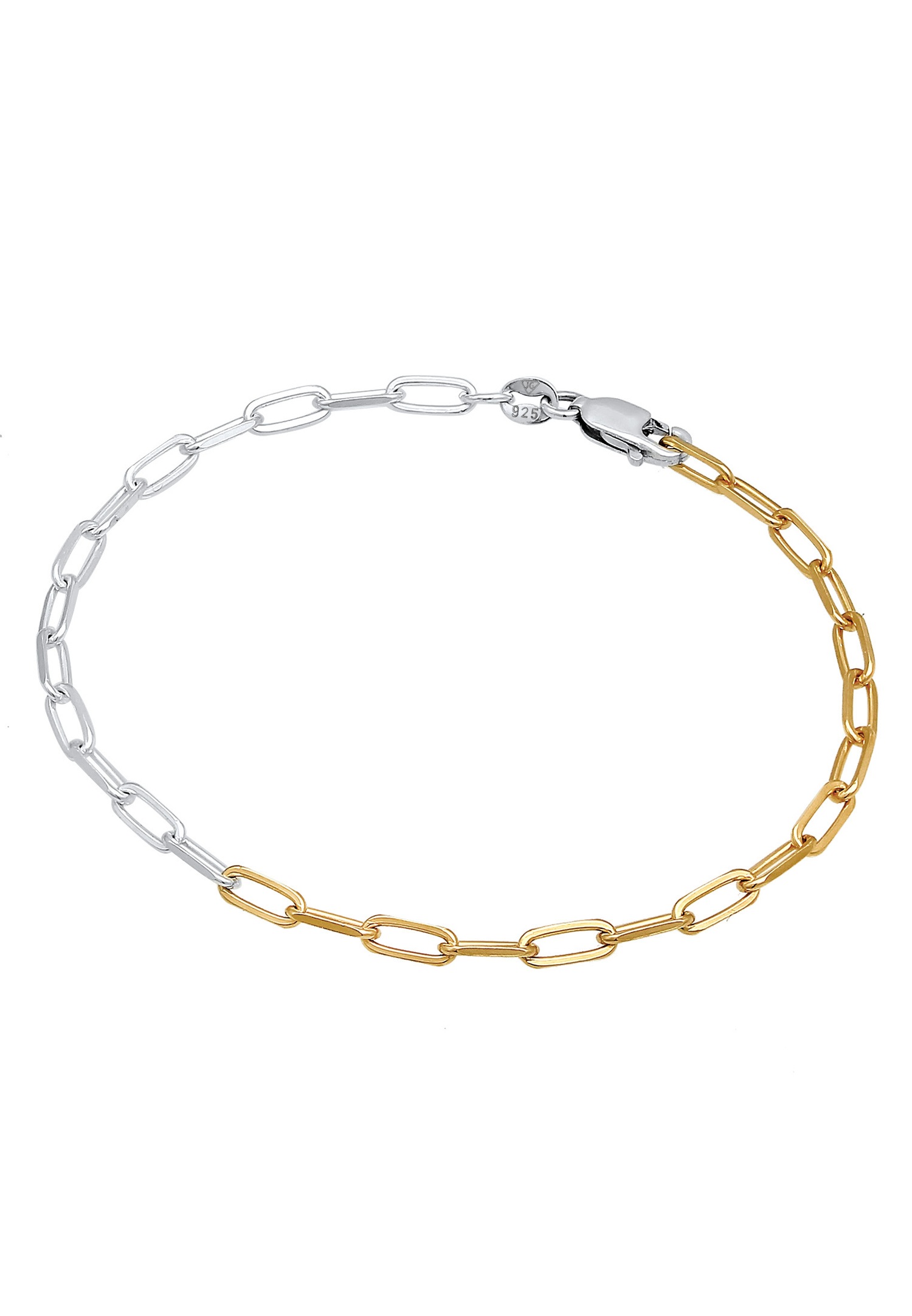 Elli Damen-Gliederkette – Verstellbare, zweifarbige, goldplattierte ovale Basis aus 925er Sterlingsilber