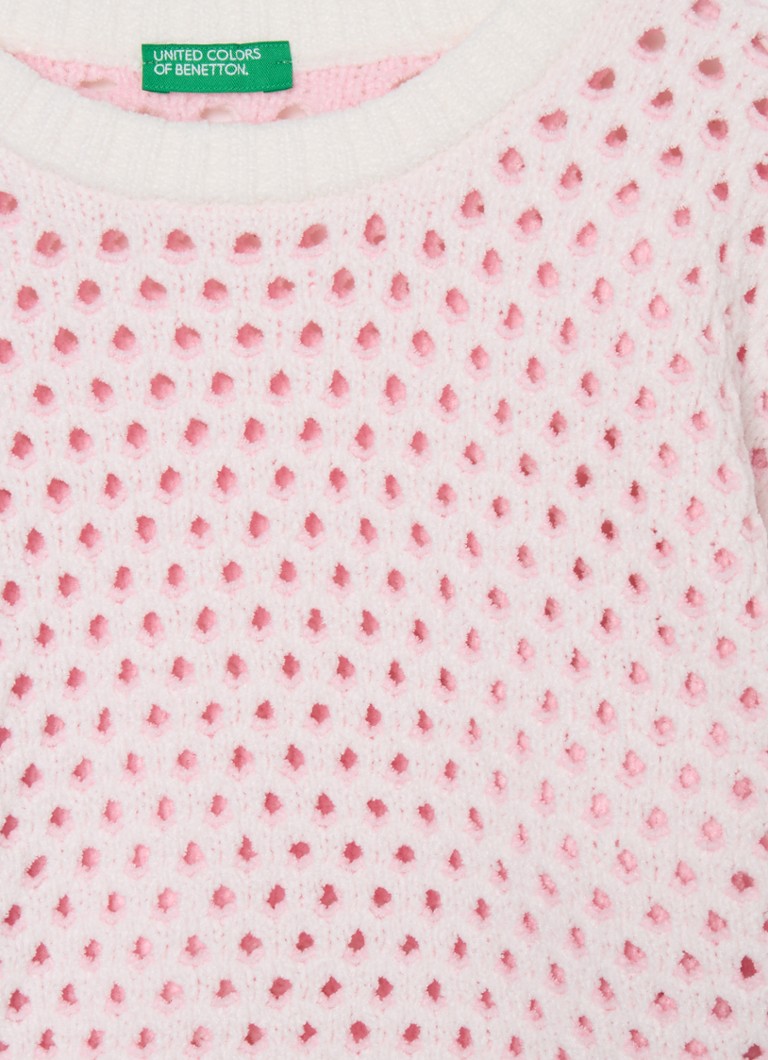 Pulover Benetton tricotat gros cu detalii ajurate