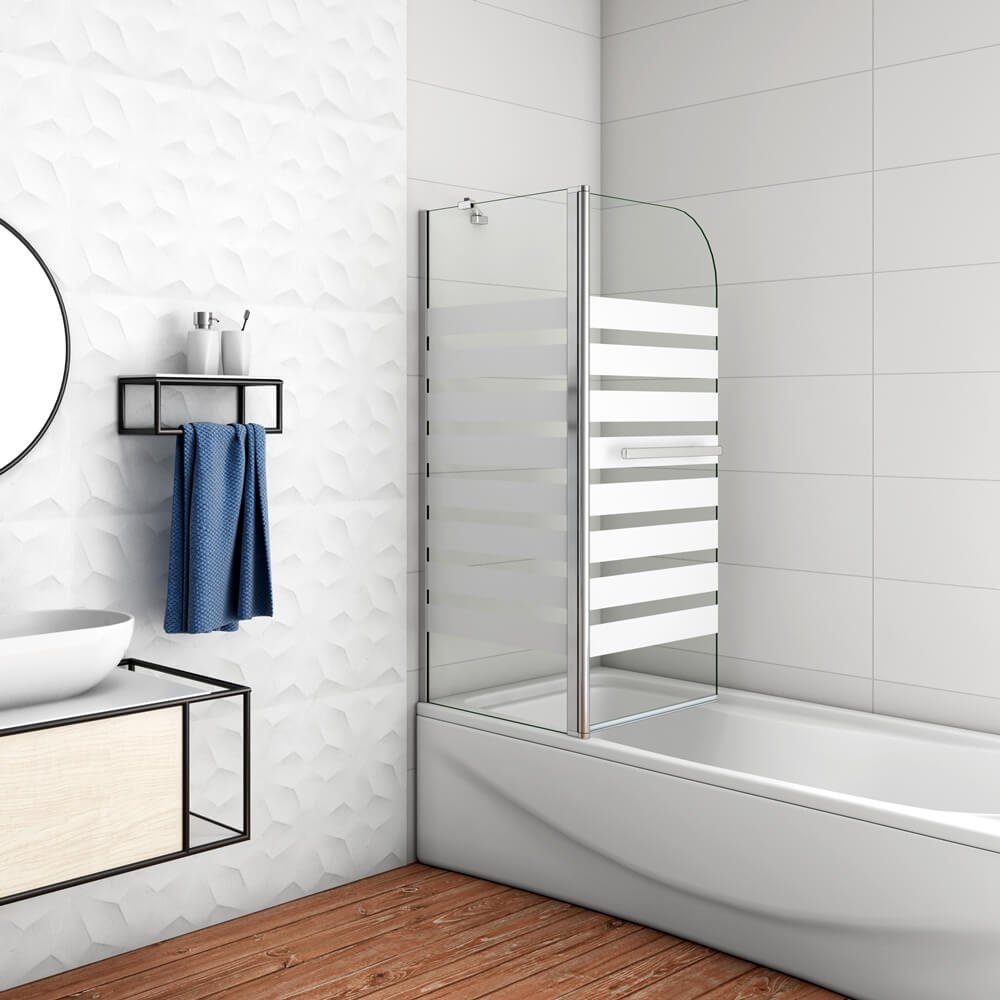 duschspa Badewannenaufsatz Drehwand Badewannenaufsatz Duschabtrennung Trennwand mit Querstreifen, Einscheibensicherheitsglas, (Set), Breite 120cm, Höhe 140cm