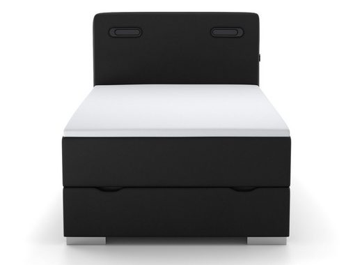 wonello Boxspringbett Modesto, inkl. LED-Beleuchtung, Bettkasten, 2x USB-Anschluss und Topper