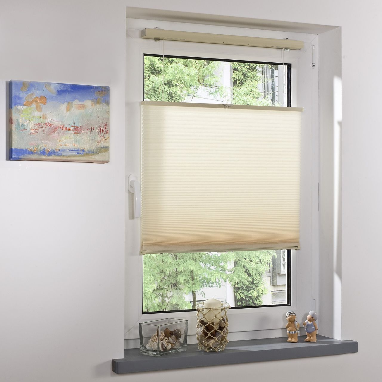 Bella Casa Thermo Klemmfix-Plissee, Wabenplissee, 130 x 100 cm, Champagner
