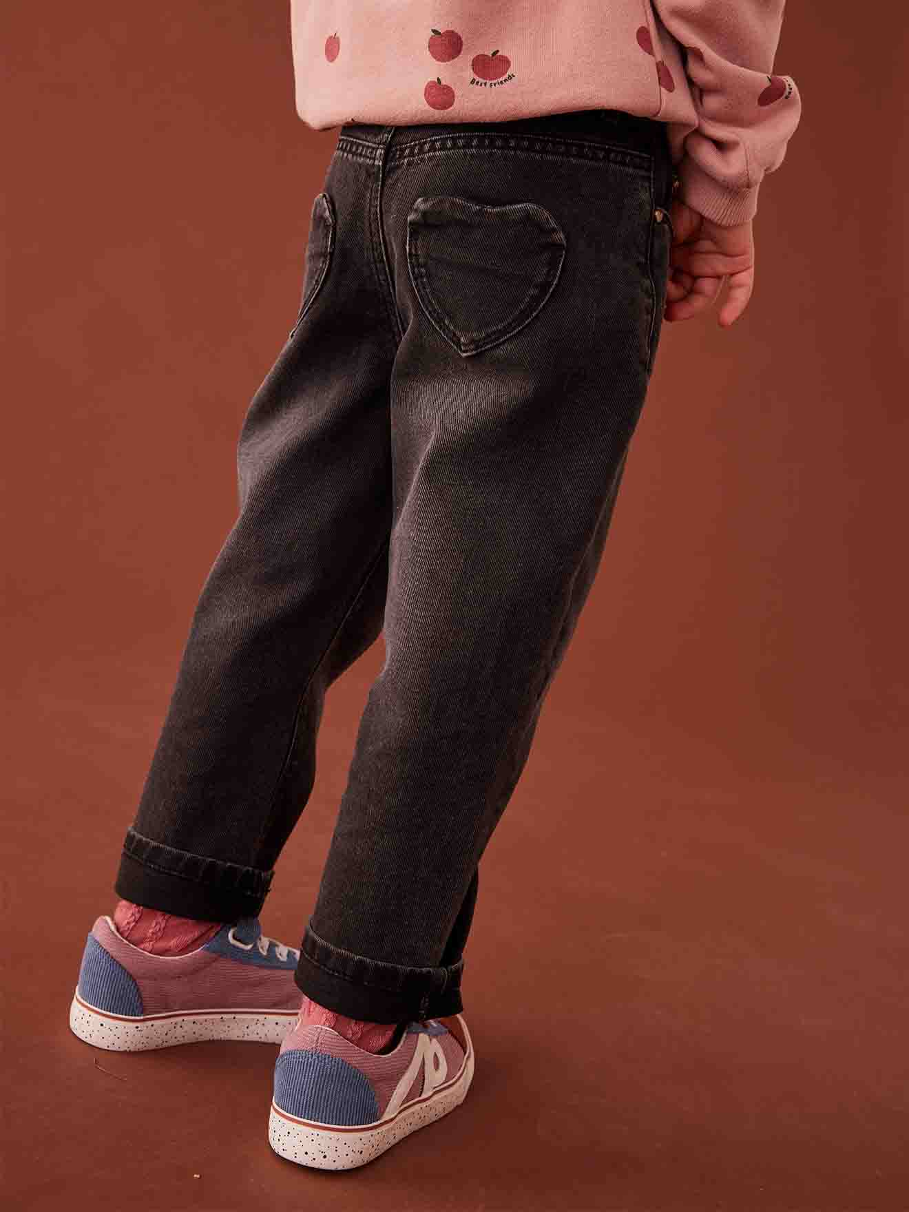 Vertbaudet Mädchen Mom-fit-Jeans - grauer denim