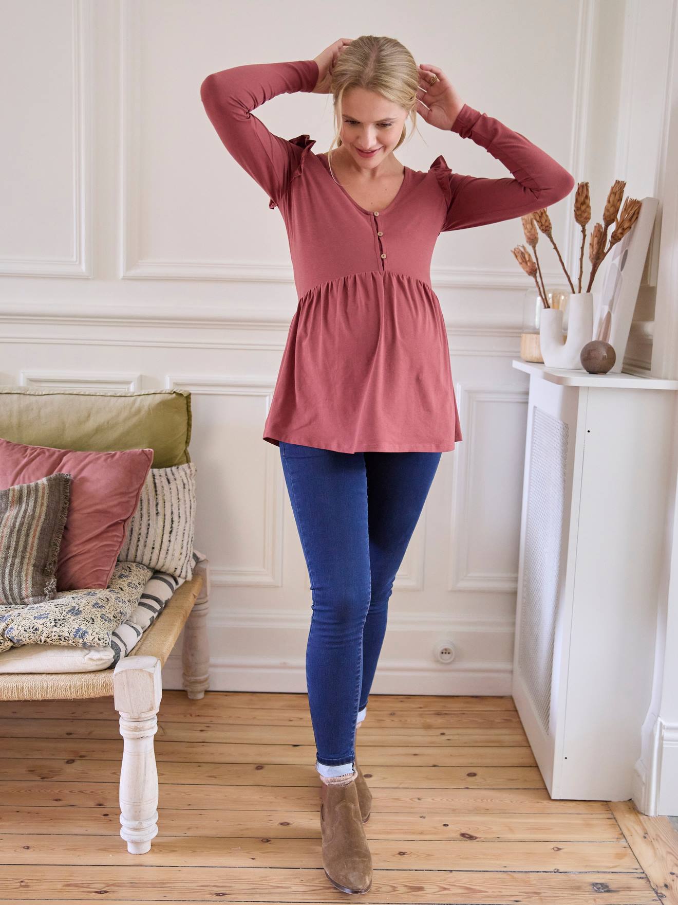 T-shirt blouse grossesse et allaitement terracotta