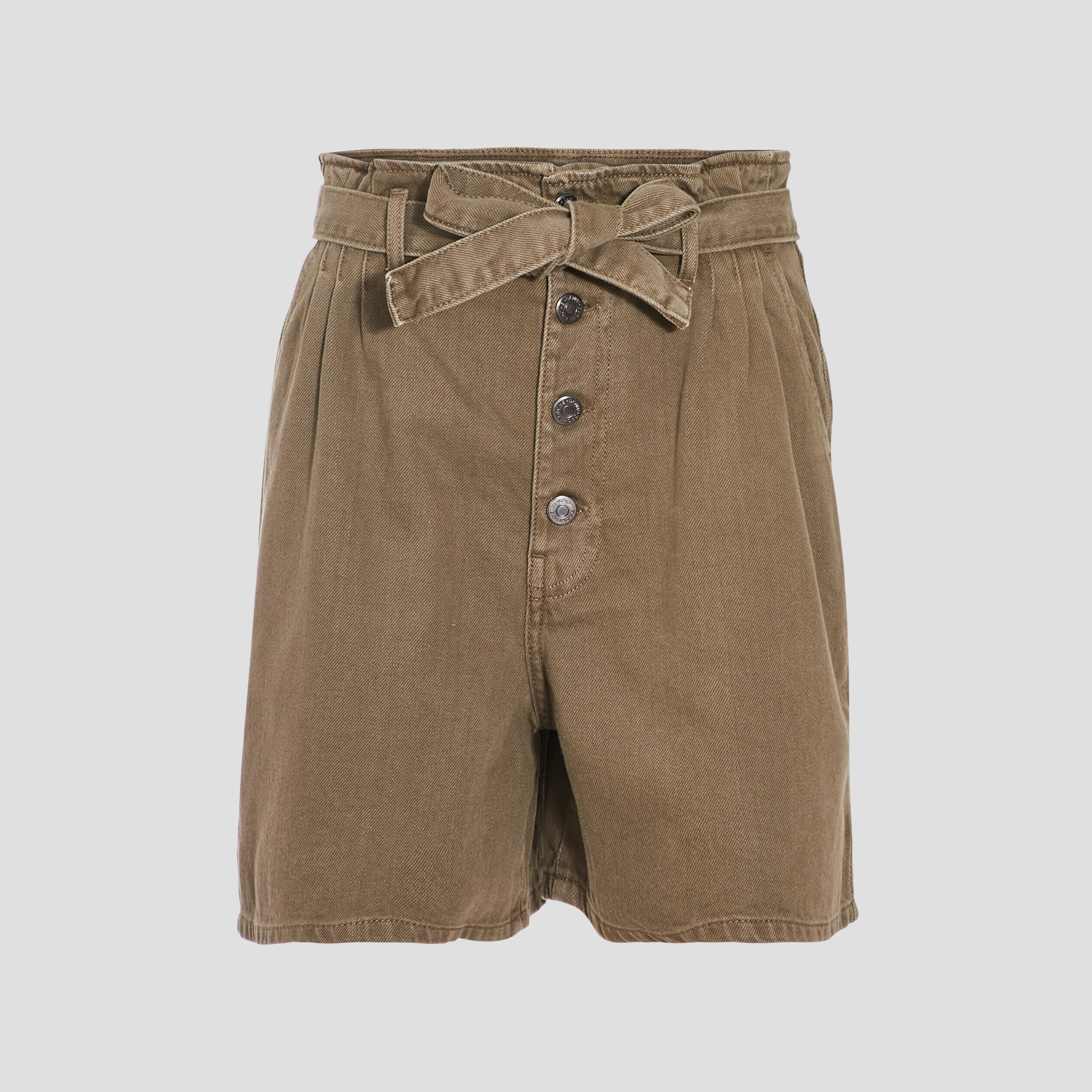 Short droit ceinturé vert kaki femme | Cache Cache