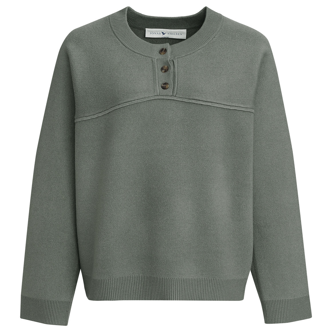 Damen Pullover mit kurzer Knopfleiste
