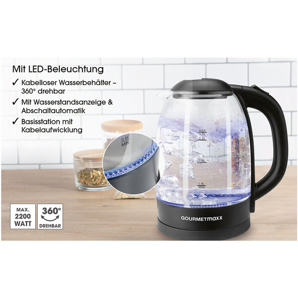 Glas-Wasserkocher, 1,7 l