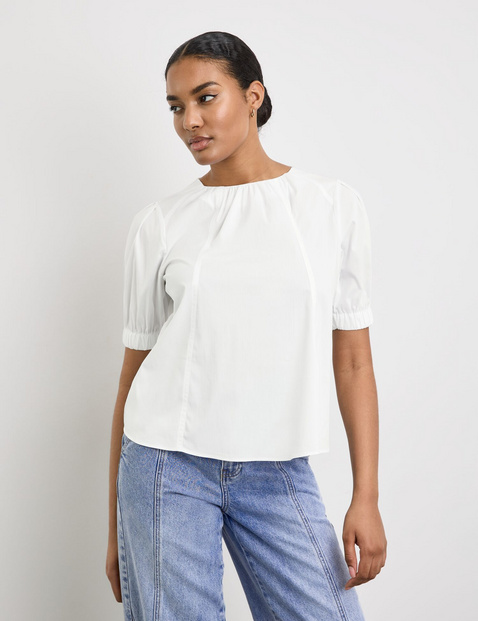 Baumwollbluse mit Volumenärmeln