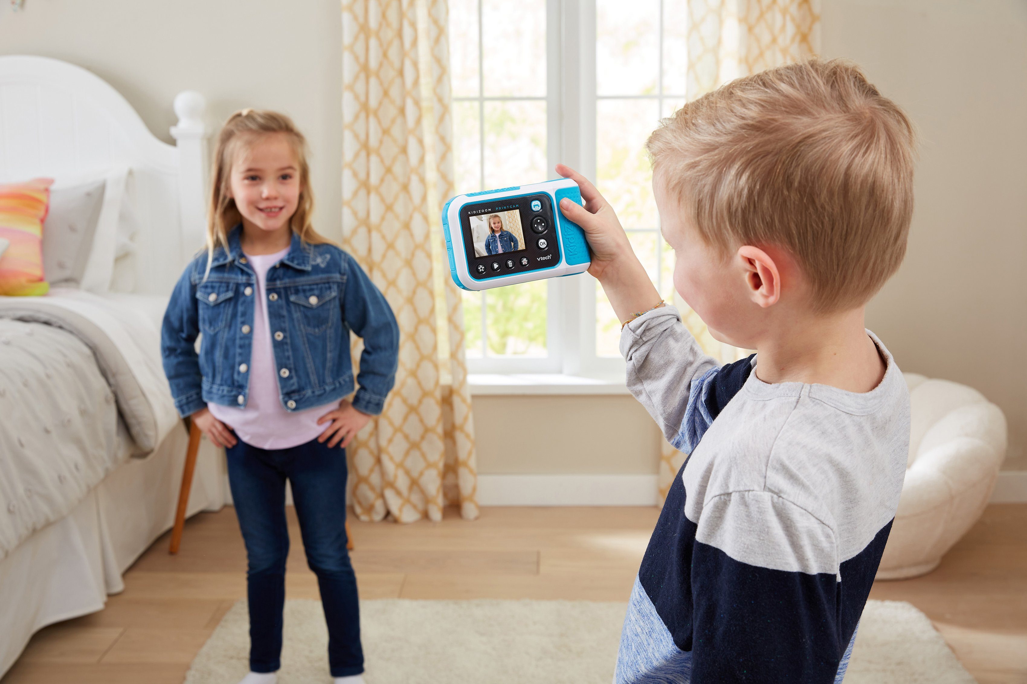 Vtech® KidiZoom Print Cam, blau Kinderkamera (5 MP, mit eingebautem Thermodrucker)