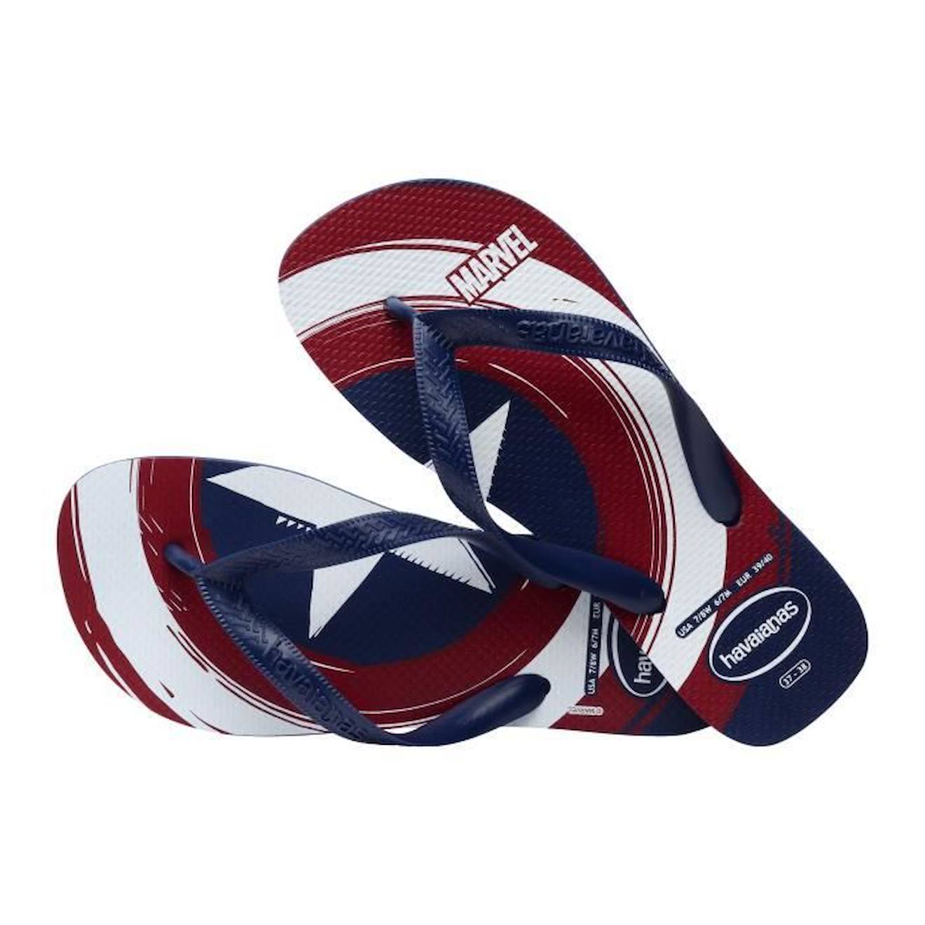 Tong à Enfiler Enfant Havaianas Top Marvel Logomania blanc