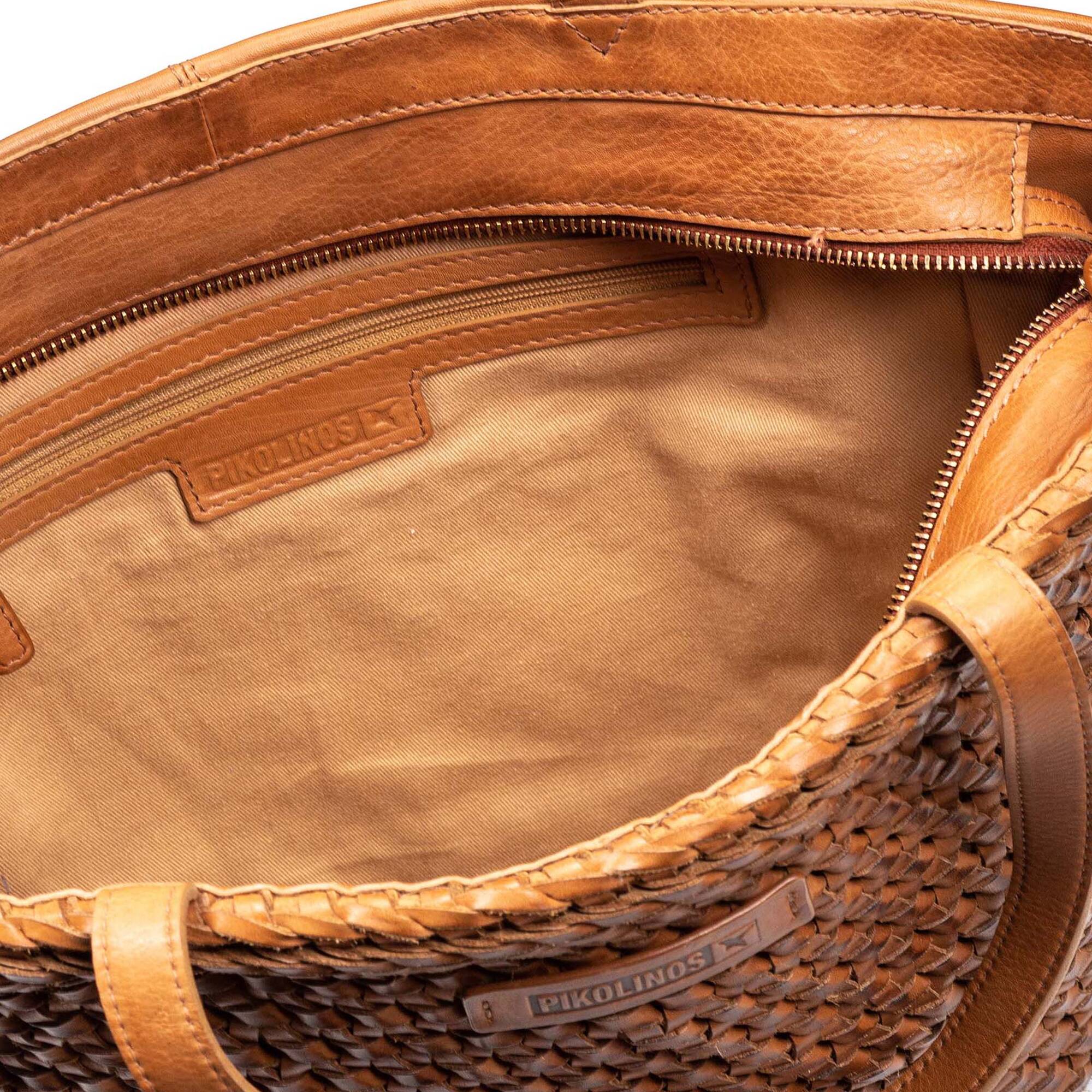 Damska torba typu tote z plecionej skóry - BRANDY