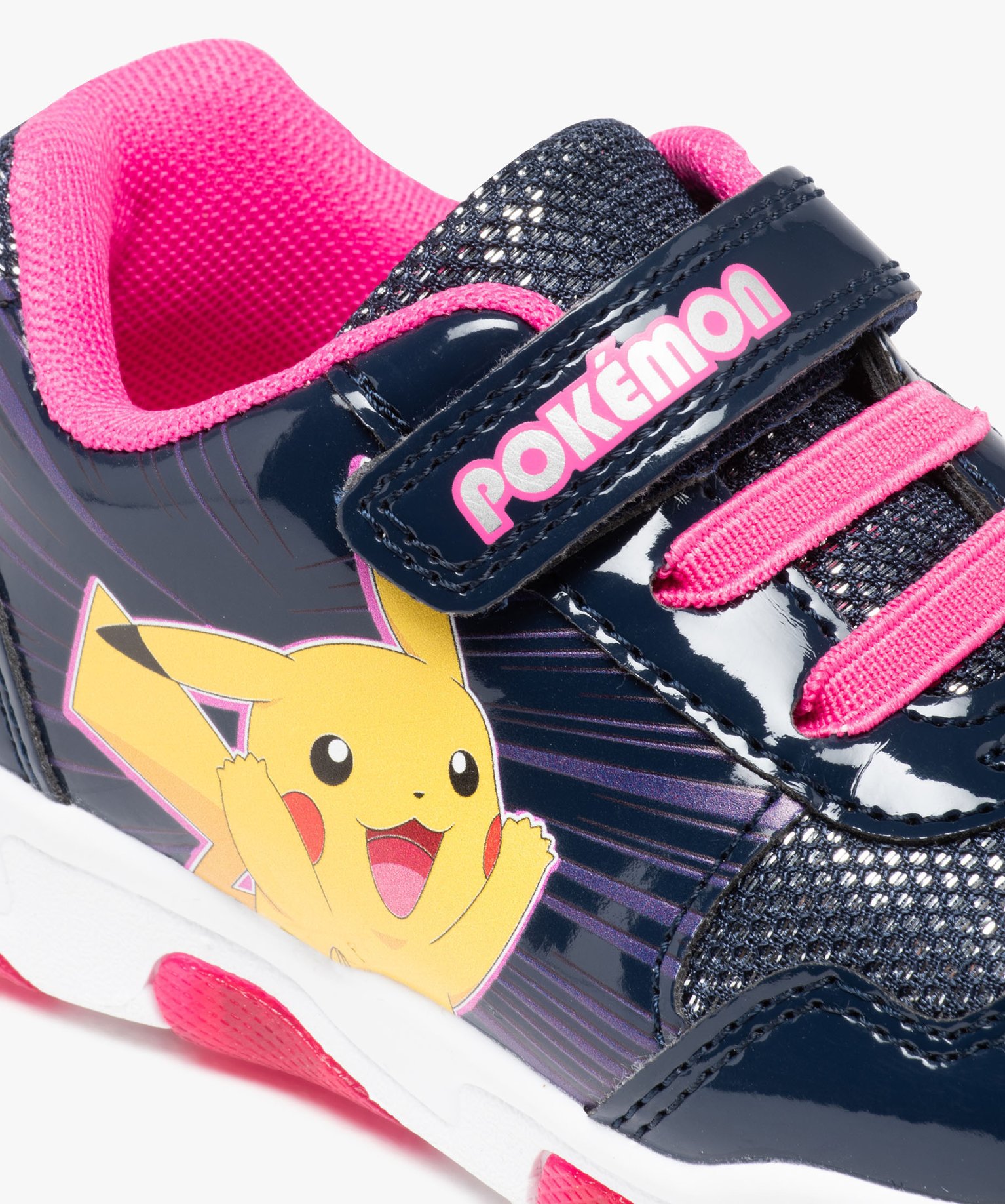 Baskets fille Pikachu effet métallisé à scratch - Pokemon marine | GEMO