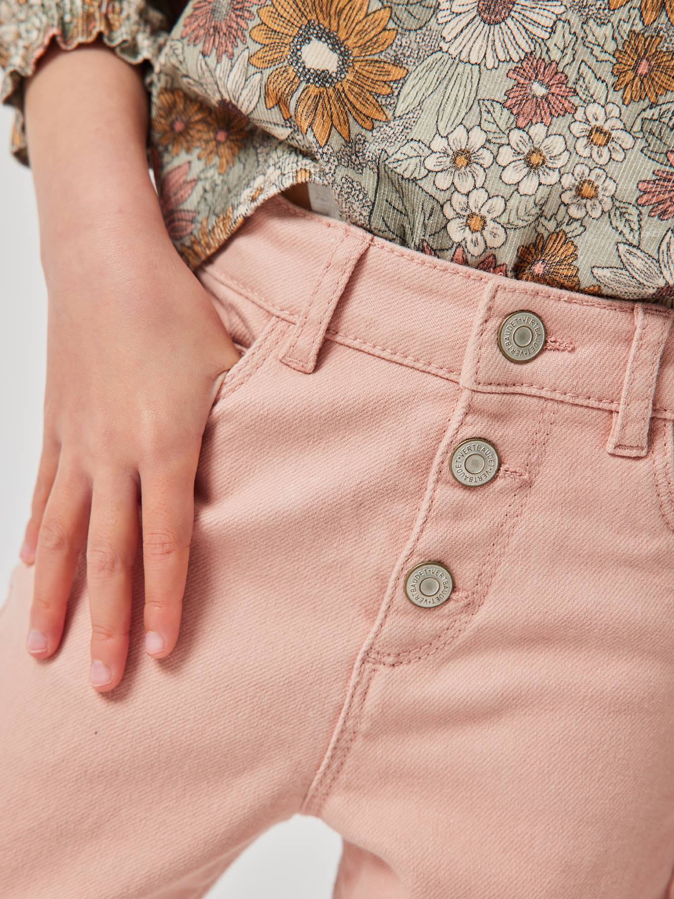 Pantalon Mom MorphologiK Tour de hanches MEDIUM fille pêche