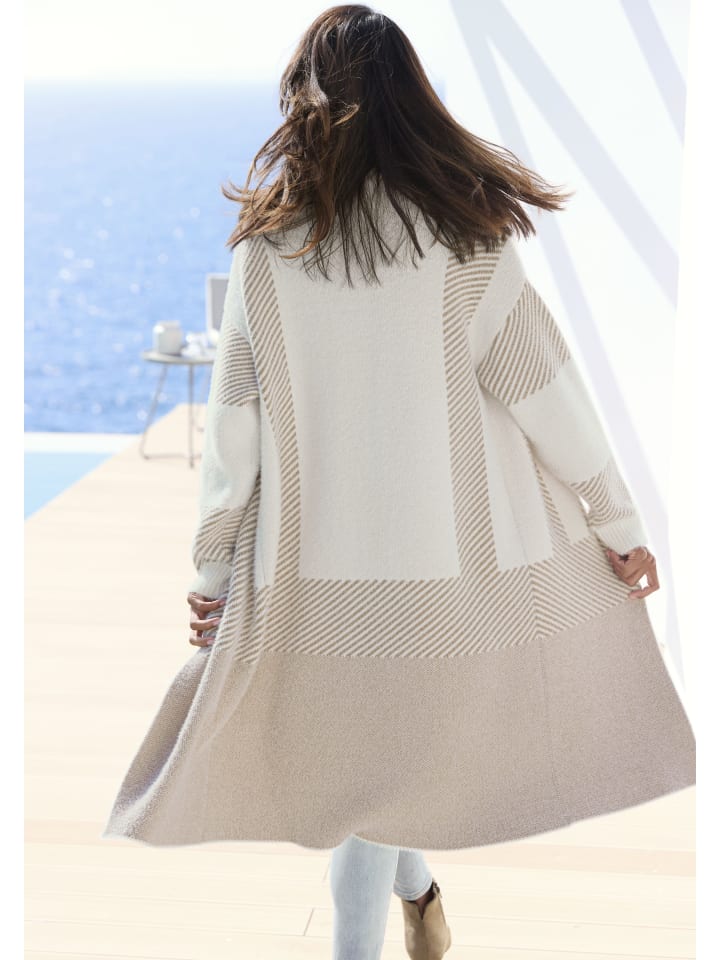 LASCANA Longstrickjacke in creme-beige günstig kaufen