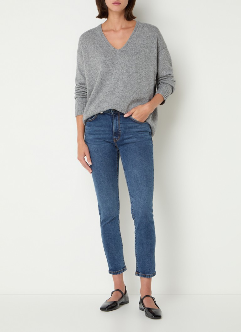 Blugi skinny Benetton cu talie înaltă, din amestec de bumbac organic, într-o nuanță medie
