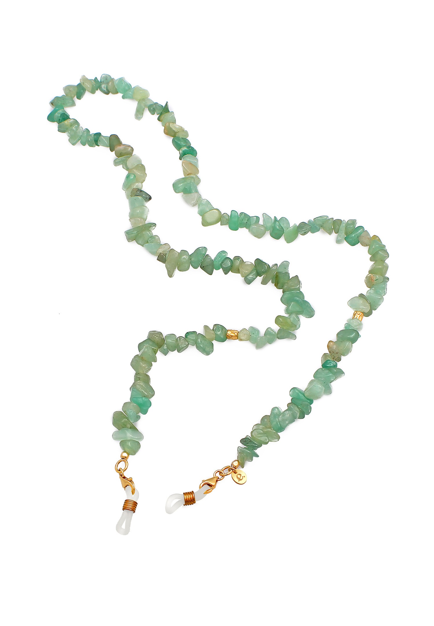 Elli PREMIUM Women's Jewelry Accessories Splitter Nature Glasses Necklace with Aventurine Stones in 925 Sterling Silver Gold Plated