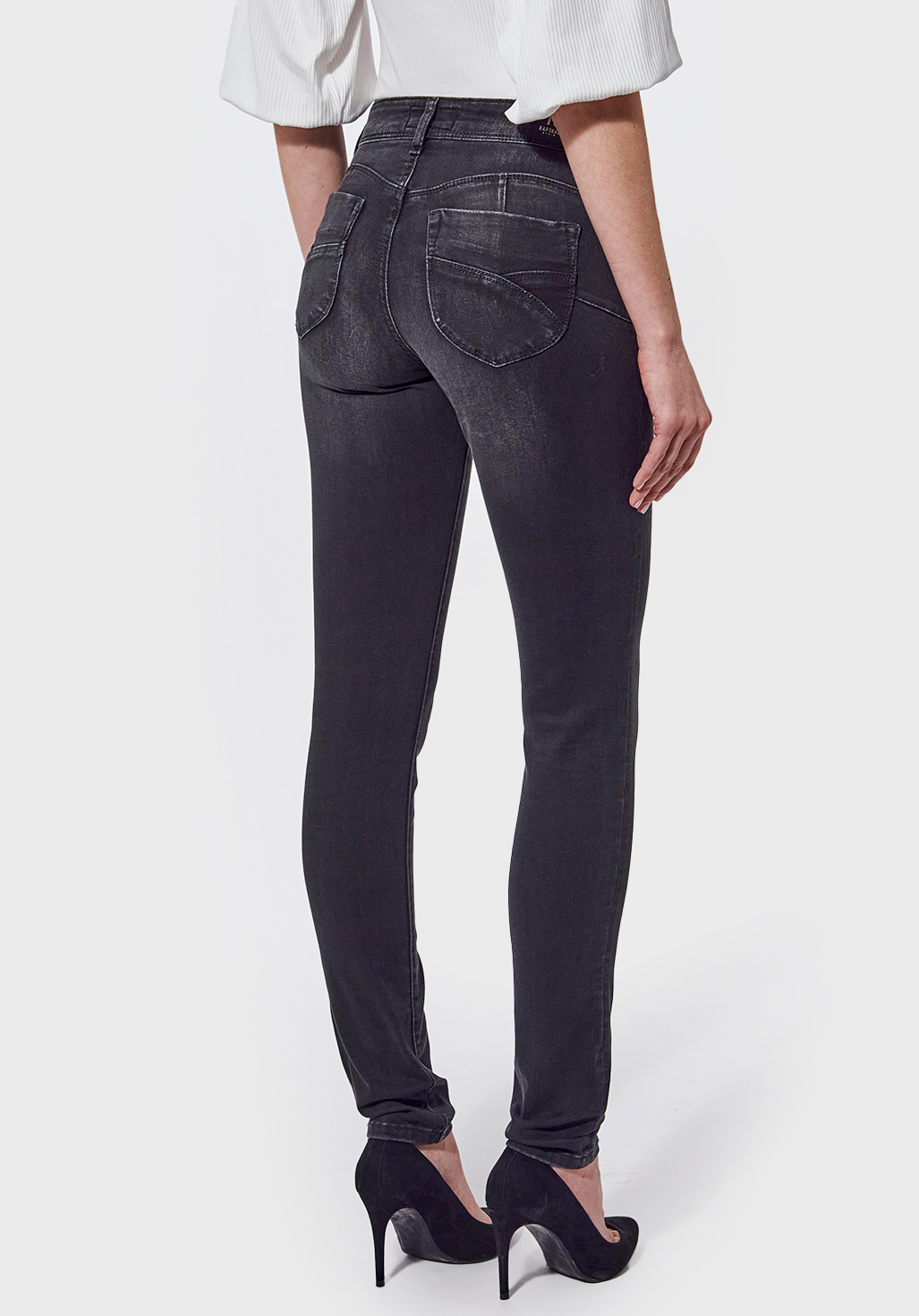 FLORR  Jean slim femme noir effet délavé