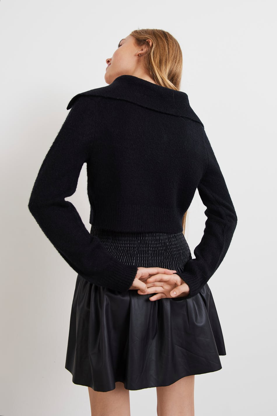 Y knitted collar cardigan