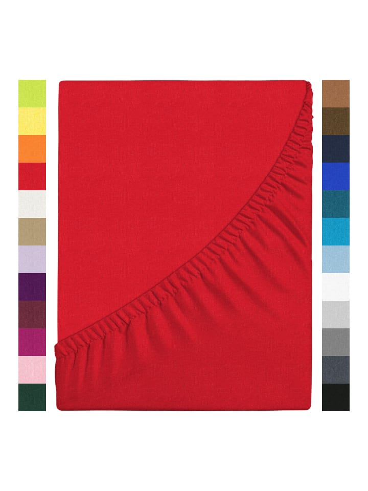 GMD Living Jersey Premium Spannbettlaken JANNEBY in Farbe Rot günstig kaufen