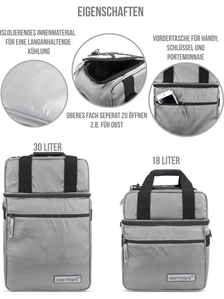 normani Isolierte Kühltasche mit 2 Fächern 30 l Astana in Grau günstig kaufen onesize