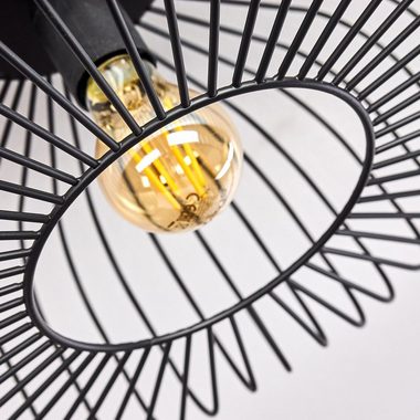 hofstein Deckenleuchte Pieris runde Deckenlampe aus Metall in Schwarz, ohne Leuchtmittel, E27, Retro-Leuchte mit Lichteffekt durch Gitter-Optik