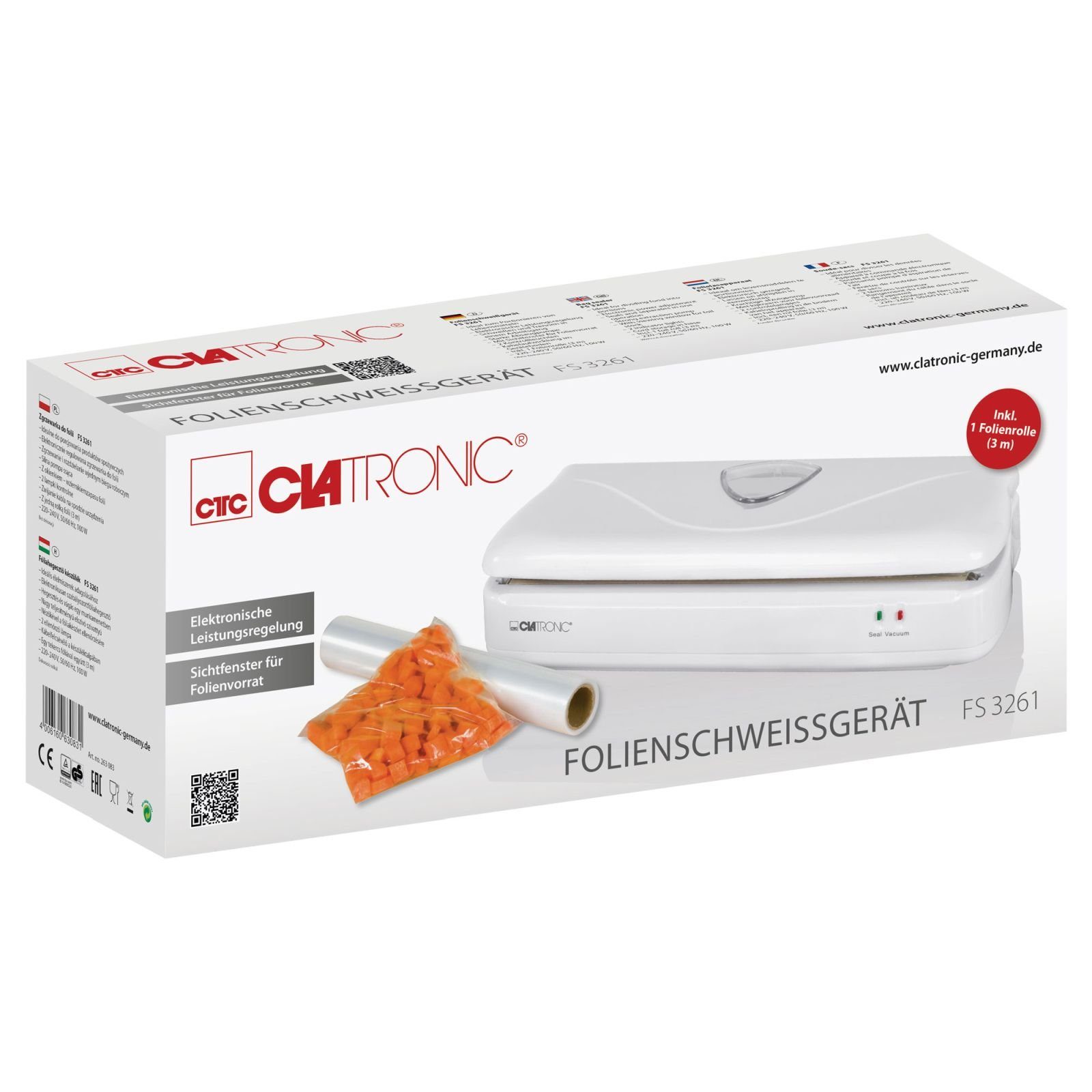 CLATRONIC Vakuumierer CLATRONIC Folien-Schweissgerät mit Folienrolle Vakuum 100 Watt FS 3261